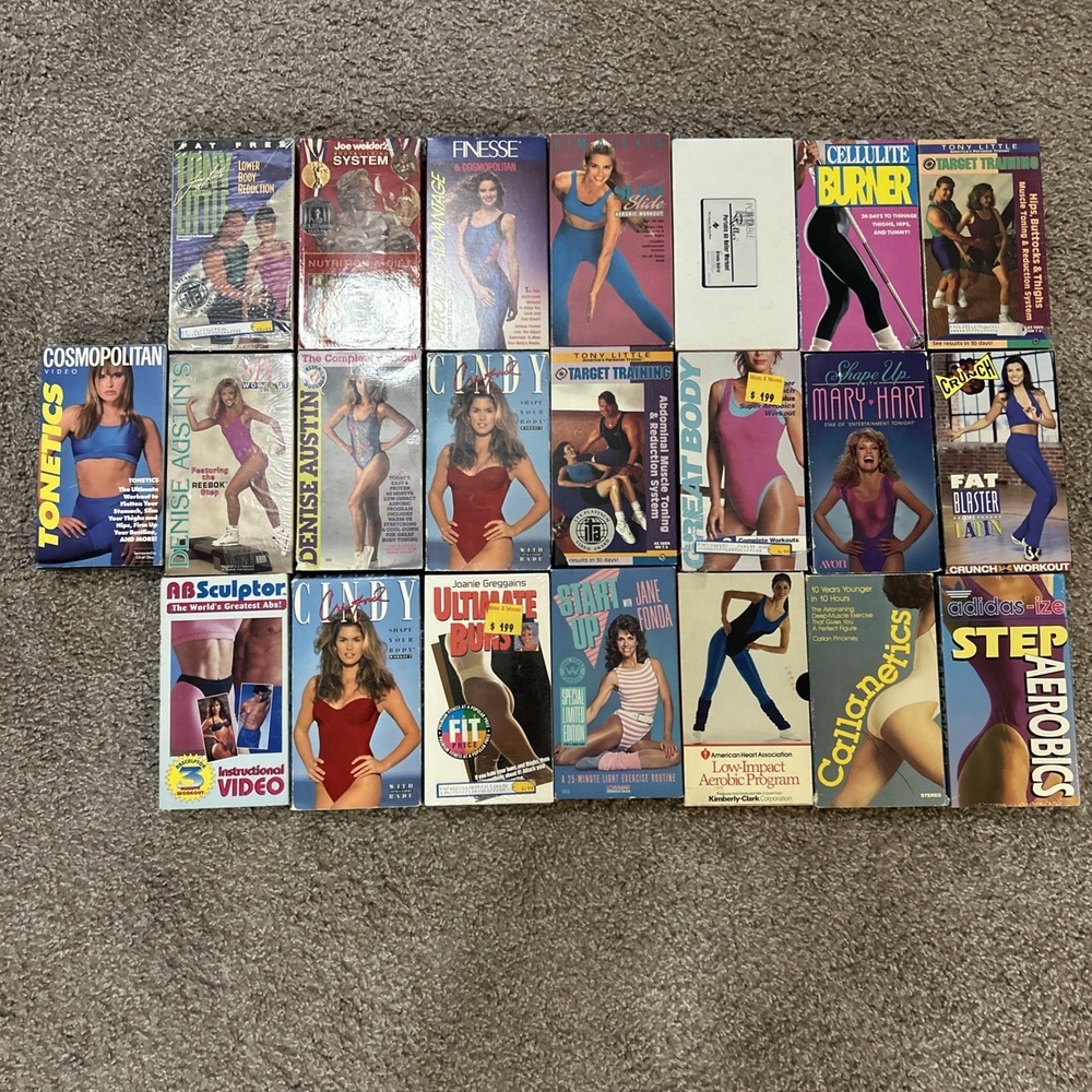 Fitness VHS Lot Of 22 Workout Videos Sealed/Used Joe Weider/ Tony Little Etc